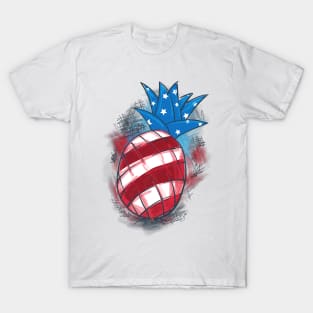 American Flag Pineapple Usa Tropic Plant Funny T-Shirt